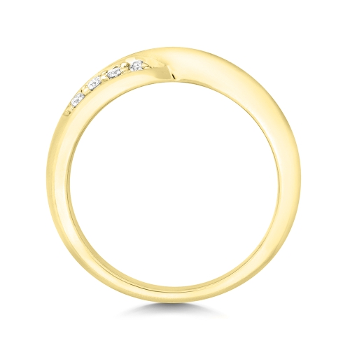 Pave Setting Round Yellow Gold Crossover wedding Eternity Diamond Rings