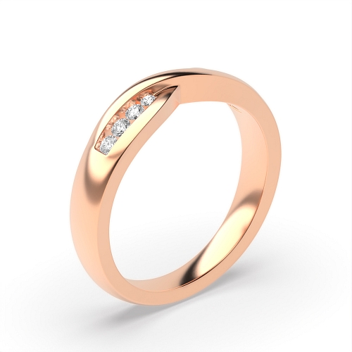 Channel Setting Round Rose Gold Crossover wedding Eternity Diamond Rings