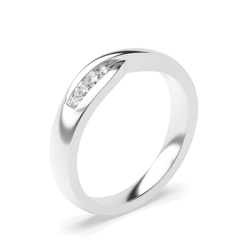 Channel Setting Round Crossover wedding Half Eternity Diamond Rings