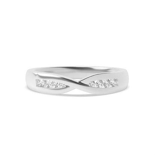 Channel Setting Round Crossover wedding Half Eternity Diamond Rings