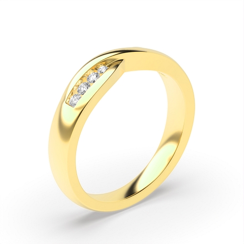 Channel Setting Round Yellow Gold Crossover wedding Eternity Diamond Rings
