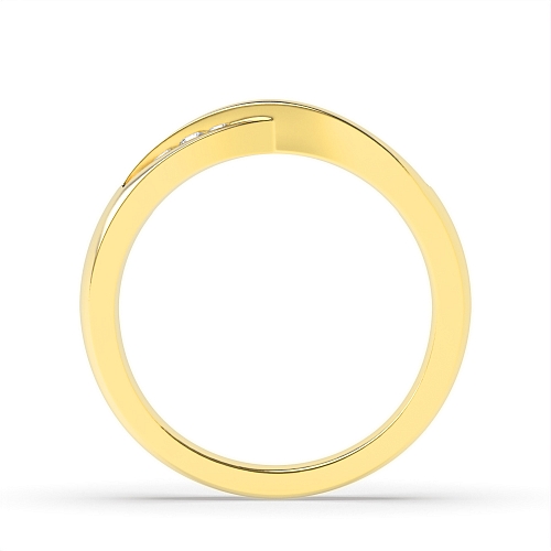 Channel Setting Round Yellow Gold Crossover wedding Eternity Diamond Rings