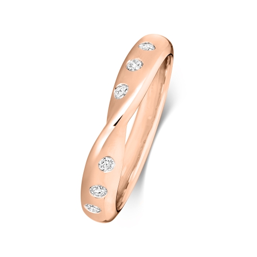 Flush Setting Round Rose Gold Radianceside Eternity Engagement Rings