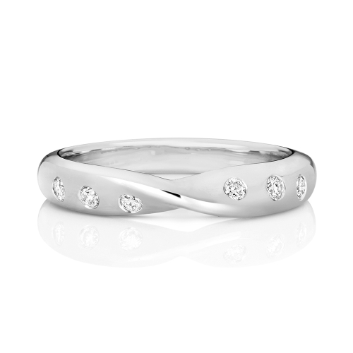 Flush Setting Round Radianceside Half Eternity Engagement Rings