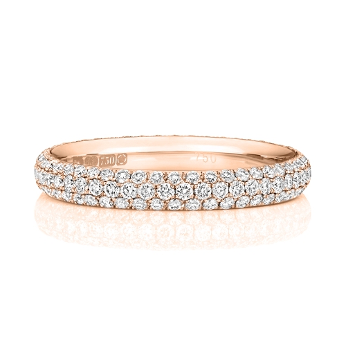 4 Prong Round Rose Gold 3 row Eternity Diamond Rings