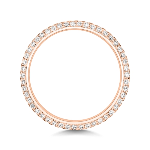 4 Prong Round Rose Gold 3 row Eternity Diamond Rings