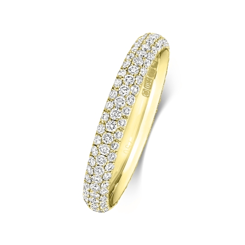 4 Prong Round Yellow Gold 3 row Eternity Diamond Rings