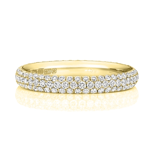 4 Prong Round Yellow Gold 3 row Eternity Diamond Rings