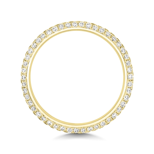 4 Prong Round Yellow Gold 3 row Eternity Diamond Rings