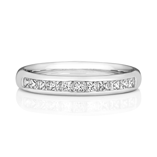 Channel Setting Princess Fashion Half Eternity Diamond Rings