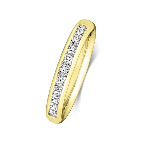 Channel Setting Princess Yellow Gold Fashion Diamond Rings