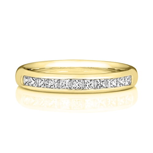 Channel Setting Princess Yellow Gold Fashion Diamond Rings