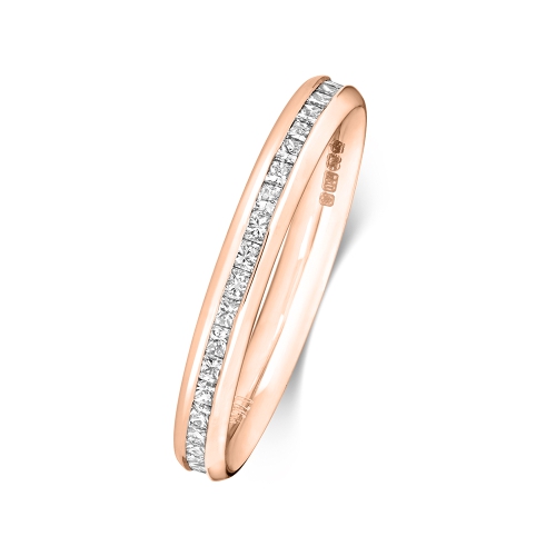 Channel Setting Princess Rose Gold Aesthetic Eternity Diamond Rings