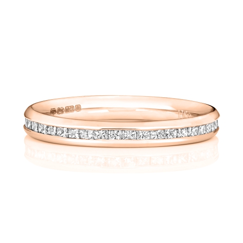 Channel Setting Princess Rose Gold Aesthetic Eternity Diamond Rings