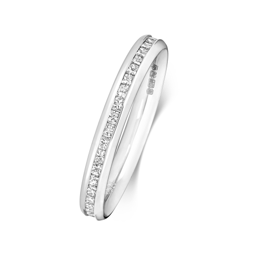 Channel Setting Princess White Gold Full Eternity Diamond Rings