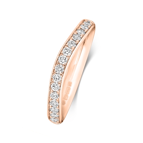 Pave Setting Round Rose Gold Tapered Eternity Engagement Rings