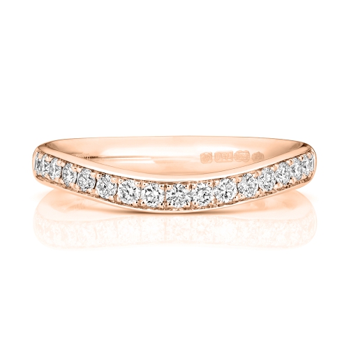 Pave Setting Round Rose Gold Tapered Eternity Engagement Rings