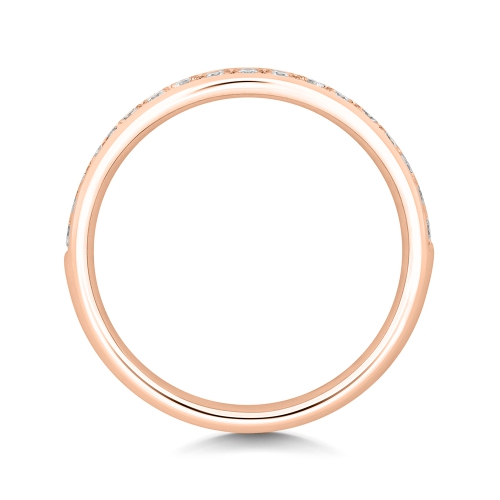 Pave Setting Round Rose Gold Tapered Eternity Engagement Rings