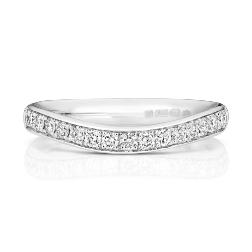 Pave Setting Round Tapered Half Eternity Engagement Rings