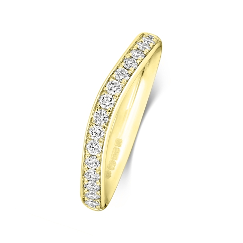 Pave Setting Round Yellow Gold Tapered Eternity Engagement Rings