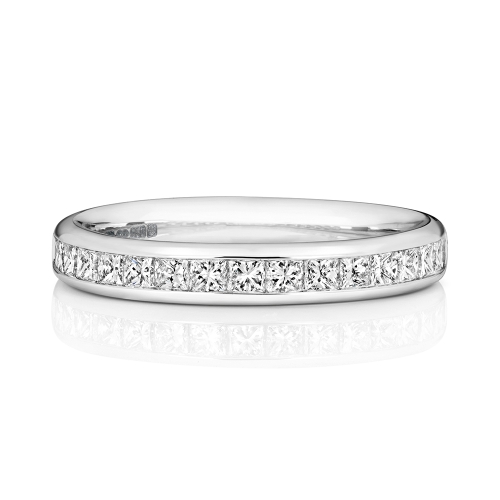Channel Setting Princess Fullorbit Half Eternity Diamond Rings