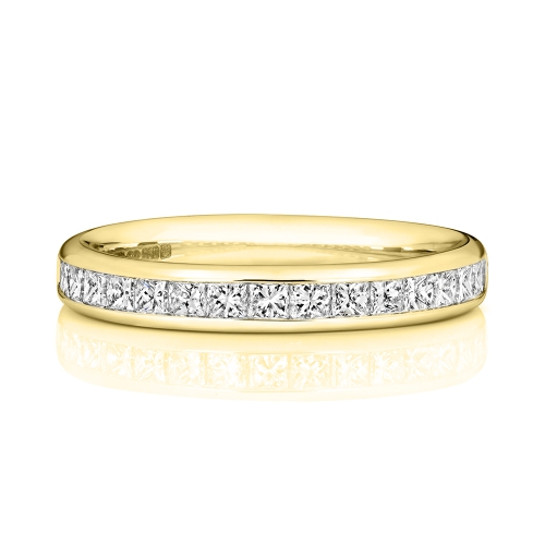 Channel Setting Princess Yellow Gold Fullorbit Eternity Diamond Rings