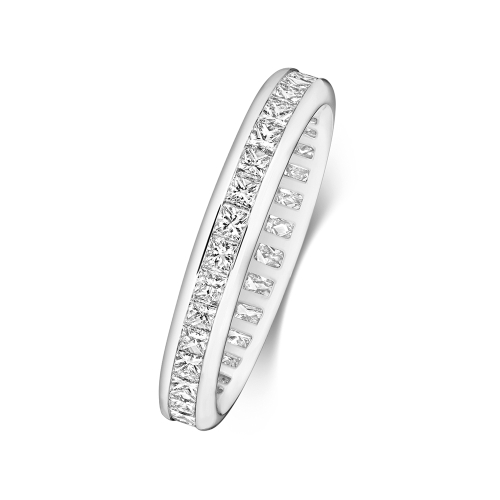 Channel Setting Princess wedding band Full Eternity Diamond Ring