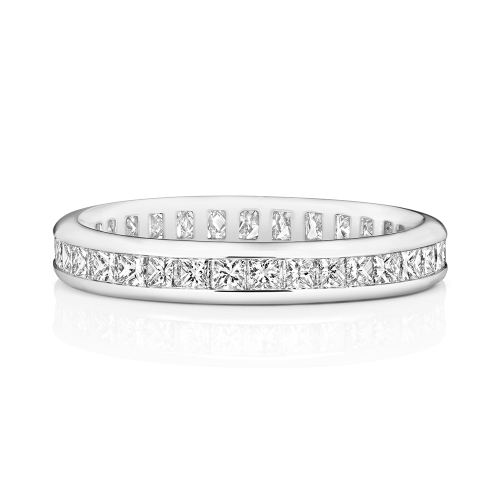 Channel Setting Princess wedding band Full Eternity Diamond Ring