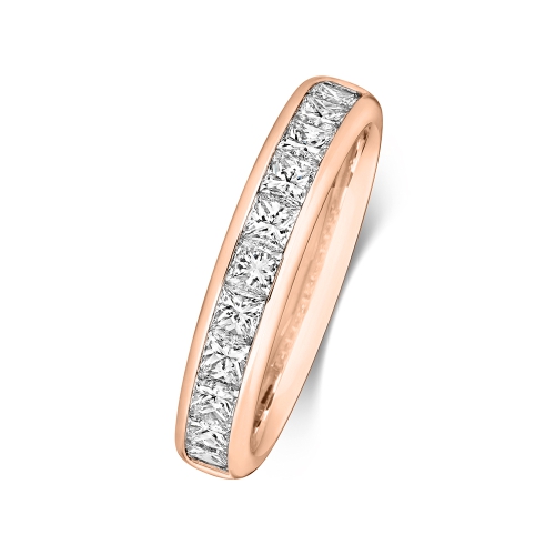 Channel Setting Princess Rose Gold Harmony Eternity Engagement Rings