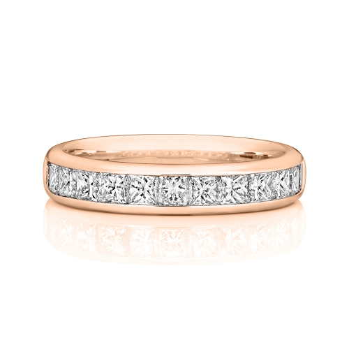 Channel Setting Princess Rose Gold Harmony Eternity Engagement Rings