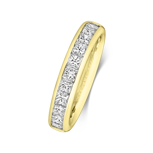 Channel Setting Princess Yellow Gold Harmony Eternity Engagement Rings