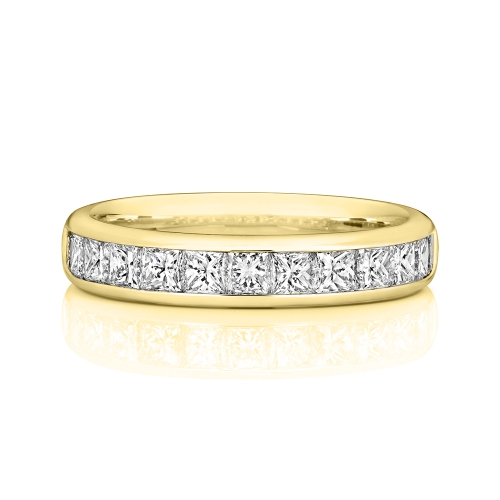 Channel Setting Princess Yellow Gold Harmony Eternity Engagement Rings