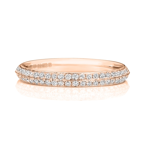 4 Prong Round Rose Gold Knife edge Eternity Engagement Rings