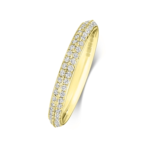4 Prong Round Yellow Gold Knife edge Eternity Engagement Rings
