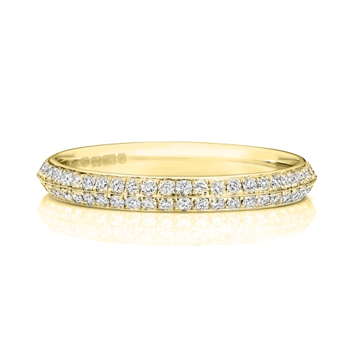 4 Prong Round Yellow Gold Knife edge Eternity Engagement Rings