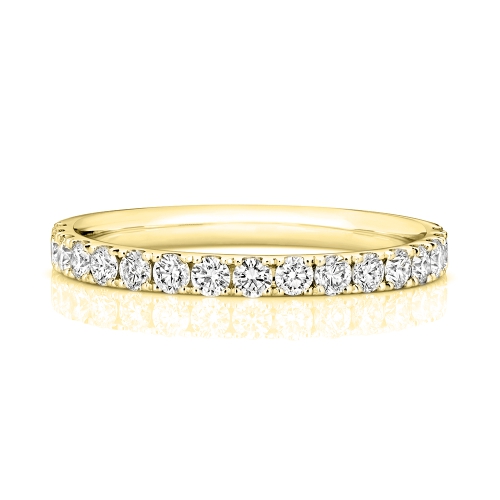 4 Prong Round Yellow Gold Romantic Eternity Diamond Rings