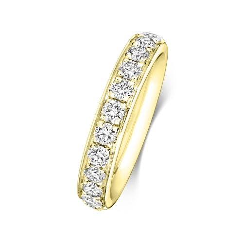 4 Prong Round Yellow Gold Starhalf Eternity Engagement Rings