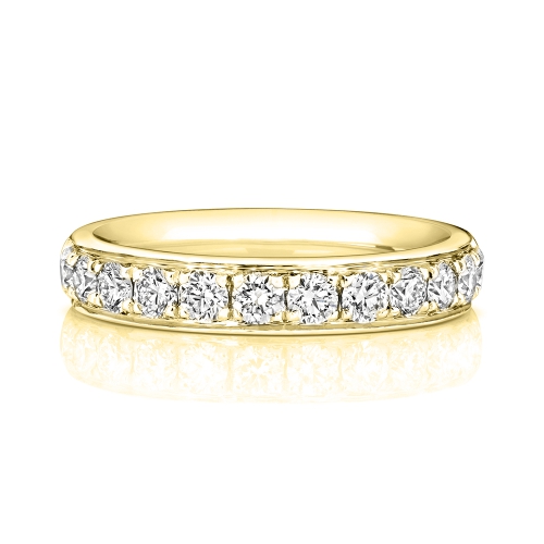4 Prong Round Yellow Gold Starhalf Eternity Engagement Rings