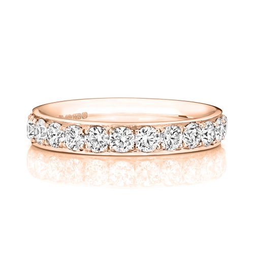 4 Prong Round Rose Gold Orbitthree Eternity Engagement Rings