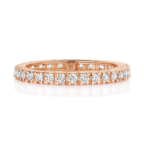 4 Prong Round Rose Gold Regal Eternity Engagement Rings