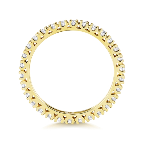 4 Prong Round Yellow Gold Regal Eternity Engagement Rings