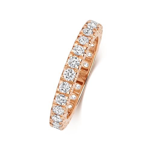 4 Prong Round Rose Gold Glintwhisper Eternity Diamond Rings