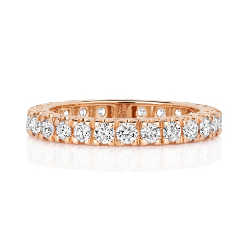 4 Prong Round Rose Gold Glintwhisper Eternity Diamond Rings