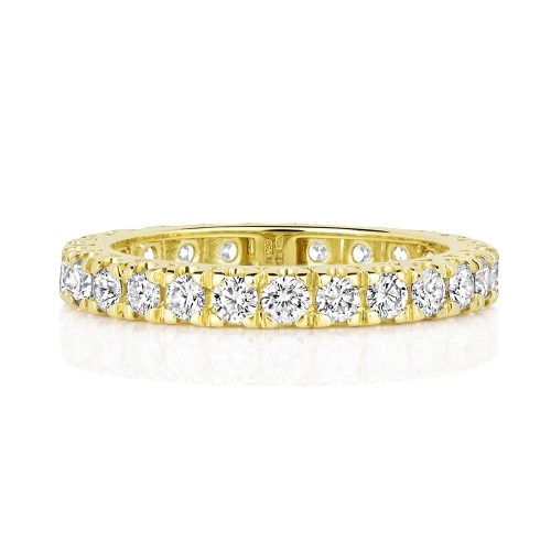 4 Prong Round Yellow Gold Glintwhisper Eternity Diamond Rings