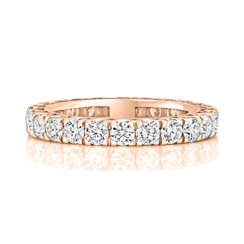 4 Prong Round Rose Gold Twinkling Eternity Engagement Rings
