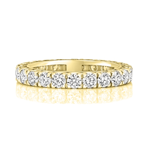 4 Prong Round Yellow Gold Twinkling Eternity Engagement Rings