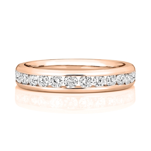 Channel Setting Round Rose Gold Wonder Eternity Diamond Rings