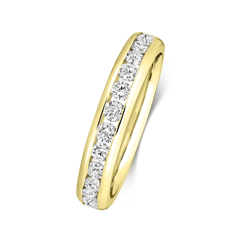 Channel Setting Round Yellow Gold Wonder Eternity Diamond Rings