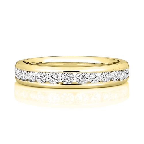 Channel Setting Round Yellow Gold Wonder Eternity Diamond Rings