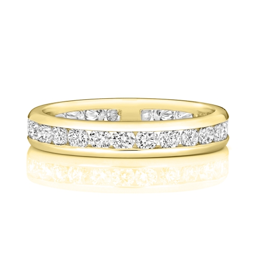 Channel Setting Round Yellow Gold Lusterfullorbit Eternity Engagement Rings
